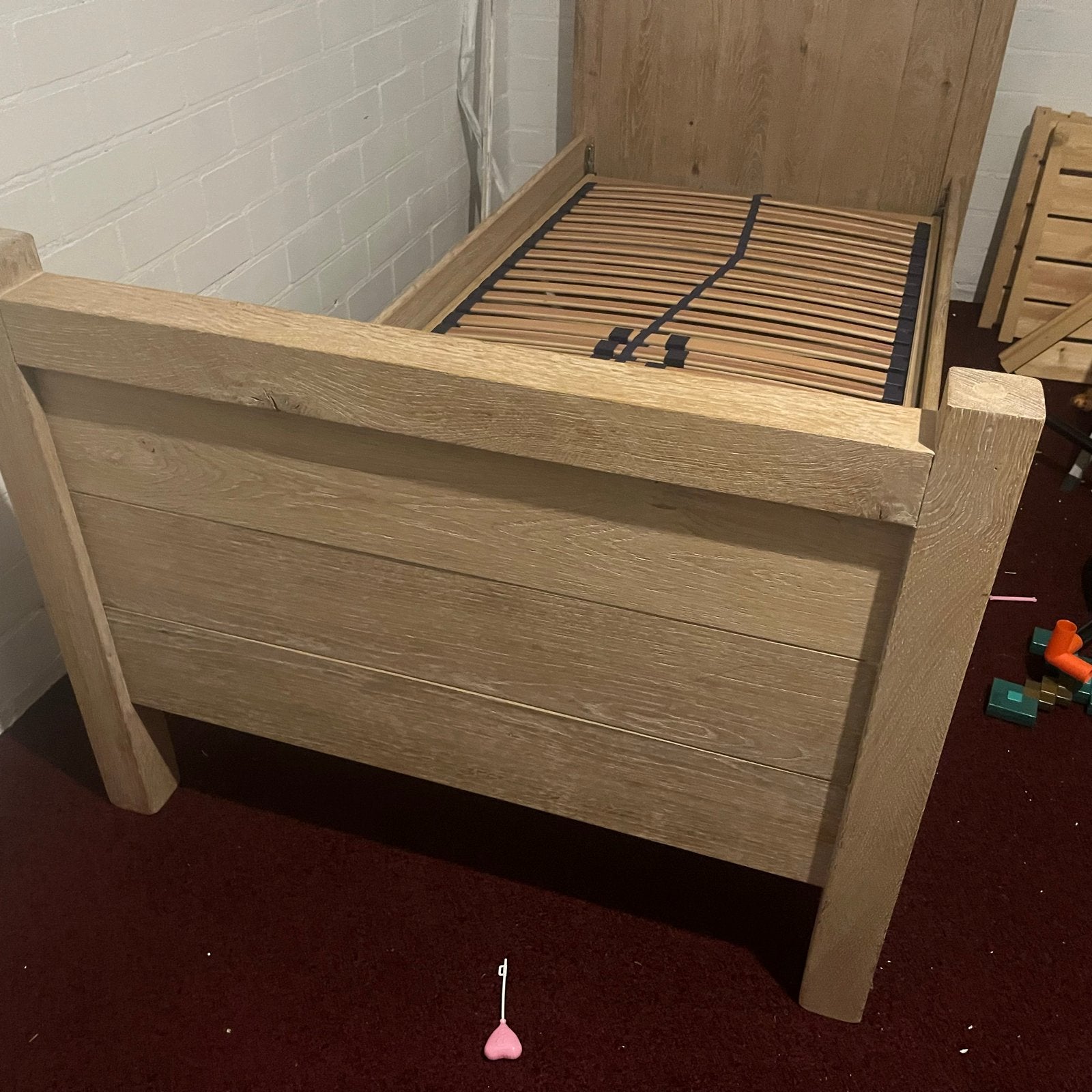 Stoere massief eiken slaapkamer. Met bij passend bureau, Ophalen, Gebruikt, 90 cm, Eenpersoons
