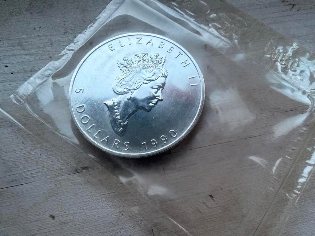 Maple Leaf zilver 1990 Originele RCM SEAL, Ophalen of Verzenden, Zilver
