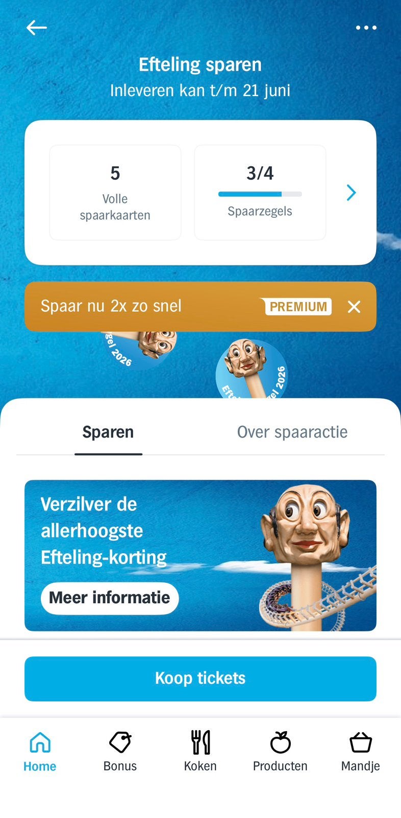 AH Efteling 5 volle kaarten en 3 zegels, Albert Heijn, Ophalen