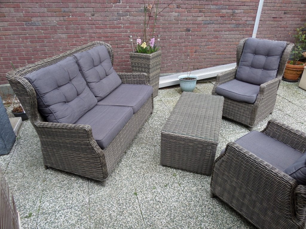 wicker loungeset/tuinset, Tuin en Terras, Tuinsets en Loungesets, Ophalen, 4 zitplaatsen, Gebruikt, Loungeset