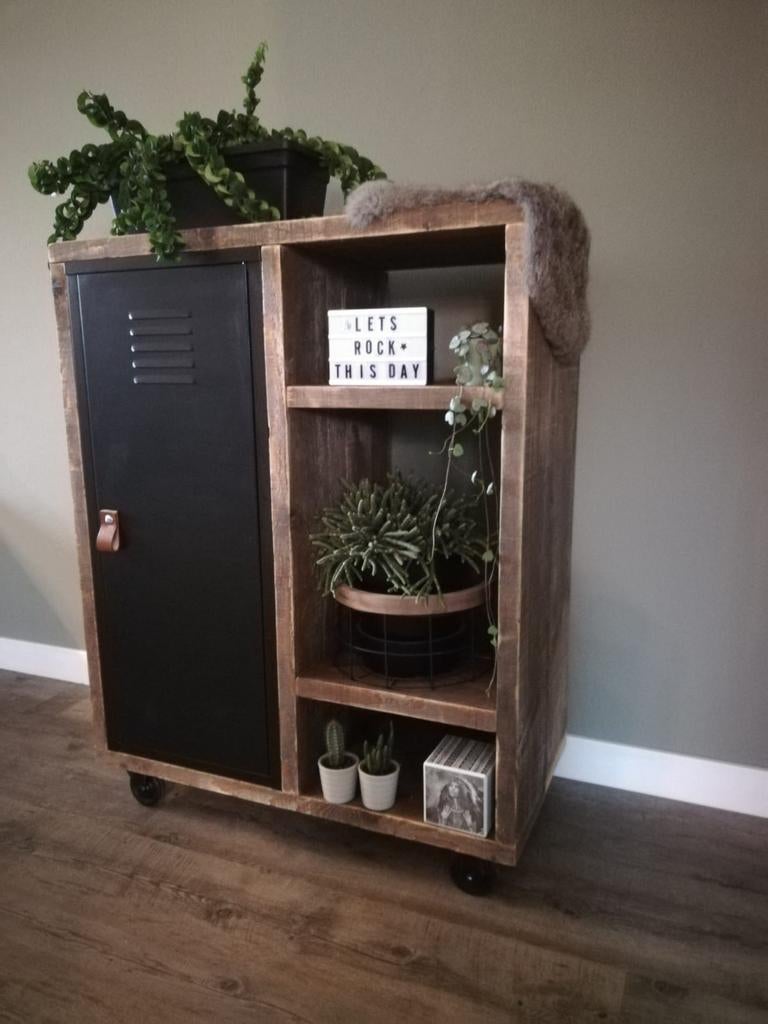 Steigerhouten dressoir kastje, Met deur(en), Stoer, Nieuw, 25 tot 50 cm
