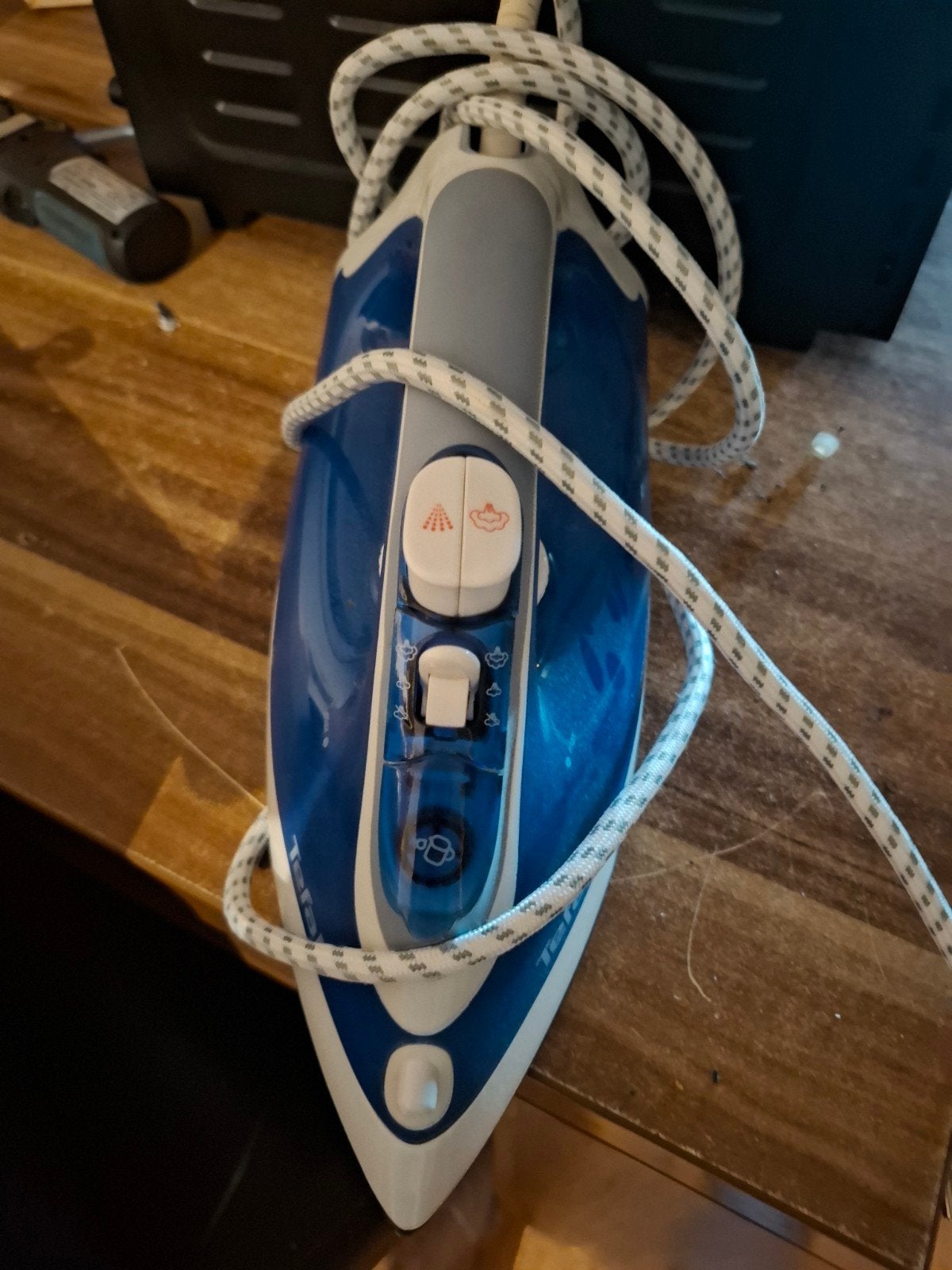 Tefal Strijkijzer - Blauw/Wit, Ophalen of Verzenden, Gebruikt, Strijkijzer met snoer