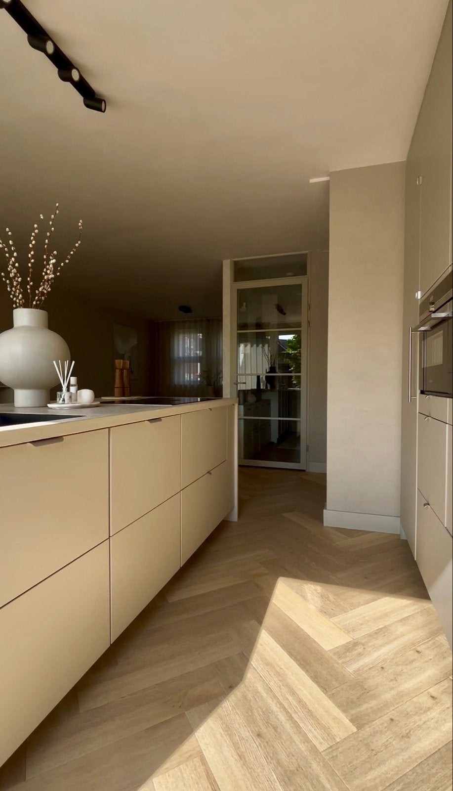 Zo goed als nieuwe beige steel look opdekdeur, 93x231 cm, Ophalen, 80 tot 100 cm, 215 cm of meer, Binnendeur