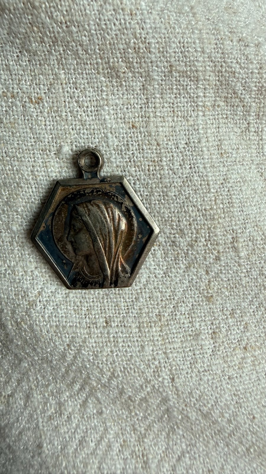 Vintage Maria Medaille Hanger - Zeshoekig, Antiek en Kunst, Ophalen of Verzenden