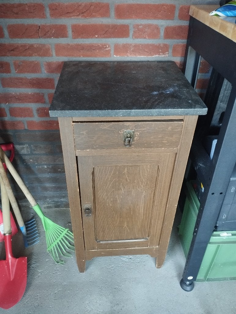 Houtenkast met marmerblad, Antiek en Kunst, Antiek | Meubels | Kasten, Ophalen