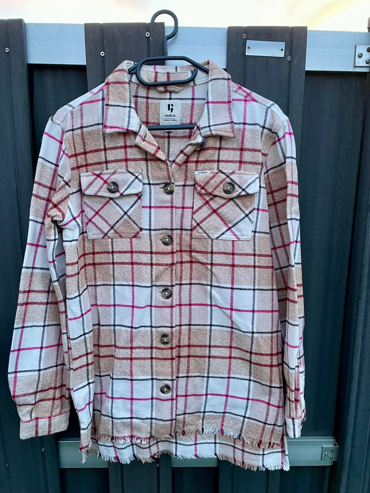 TE KOOP: geblokte jas/vest van Garcia maat 176 ZGAN, Ophalen of Verzenden, Zo goed als nieuw, Meisje, Jas