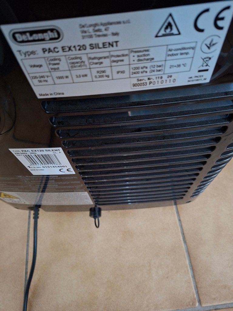 Delonghi Pac ex 120 Silent, Ophalen, 3 snelheden of meer, Zo goed als nieuw, 100 m³ of groter