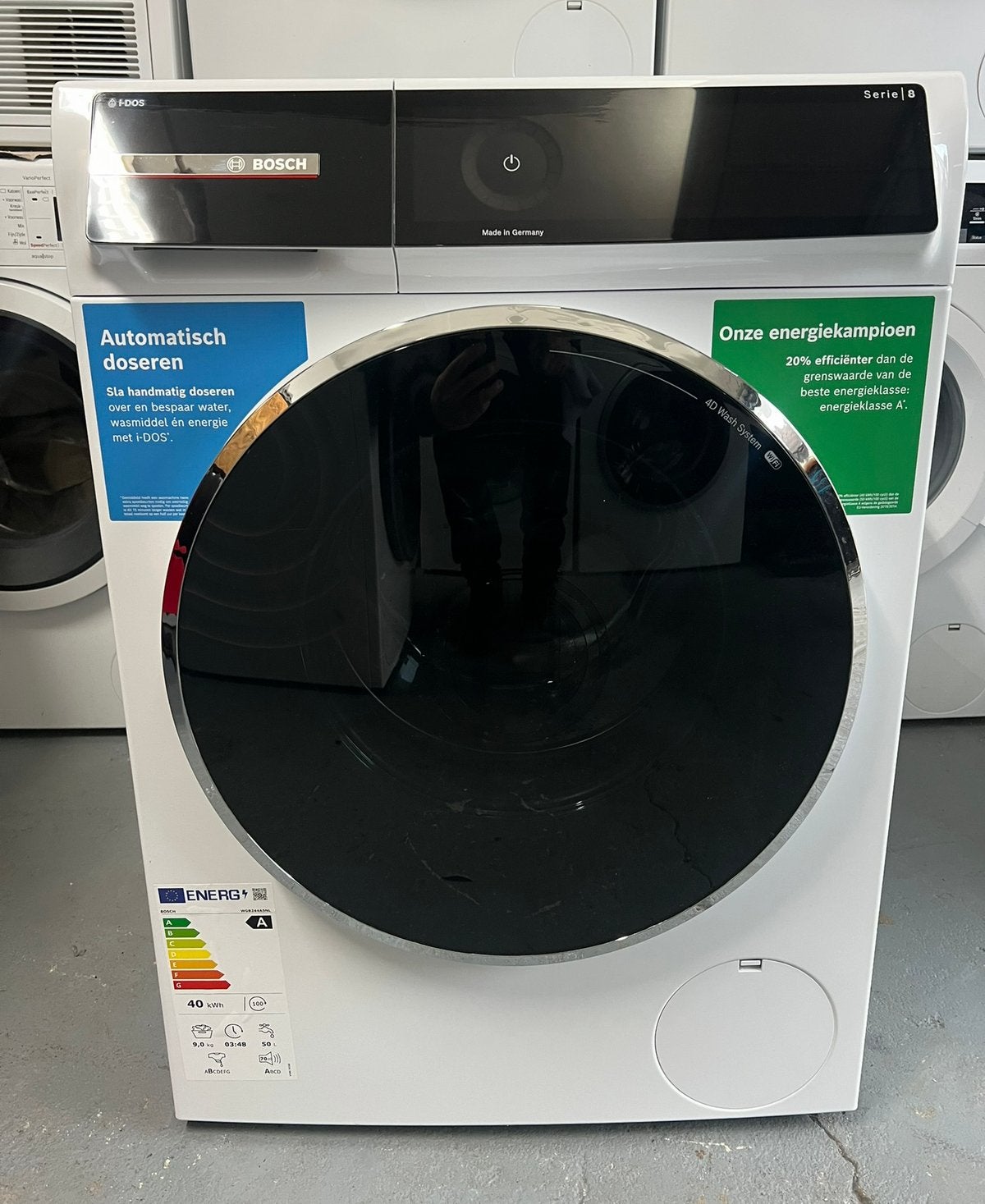 Bosch Serie 8 Wasmachine 9KG i-Dos & HomeConnect IronAssist, 1200 tot 1600 toeren, 8 tot 10 kg, Ophalen of Verzenden, Zo goed als nieuw