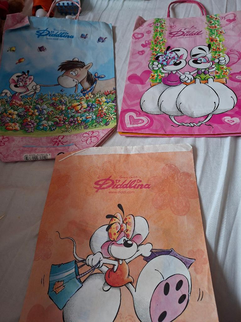 3 Diddl papieren tasjes, Verzamelen, Diddl, Ophalen of Verzenden, Papier, Kaart of Schrift