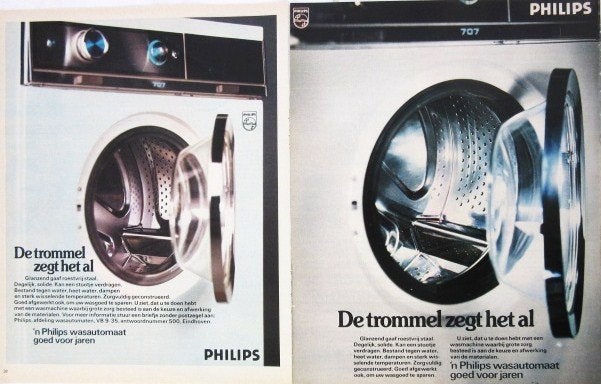 19 vintage advertenties Philips 72-76 wasmachine hoogtezon, Ophalen of Verzenden, Gebruikt