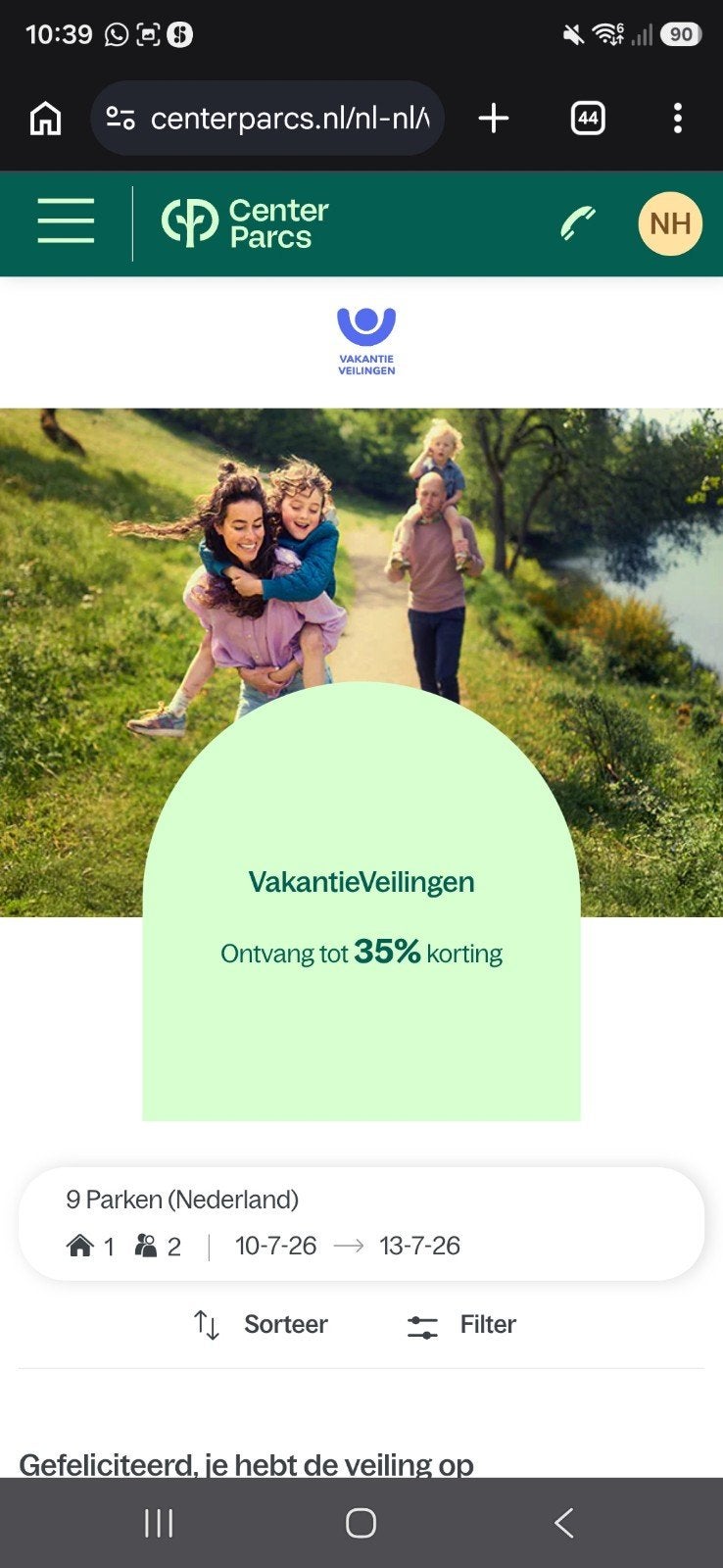 35% korting centerparcs