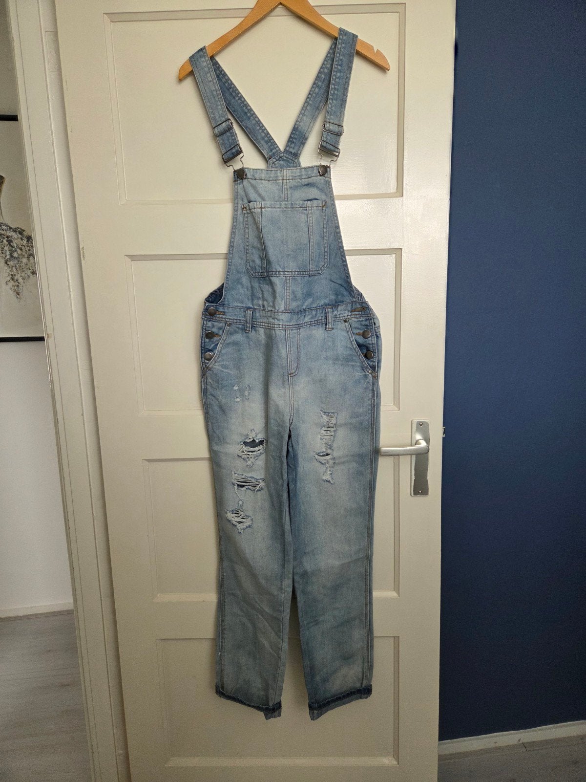 Denim tuinbroek maat 38, Ophalen of Verzenden, Blauw