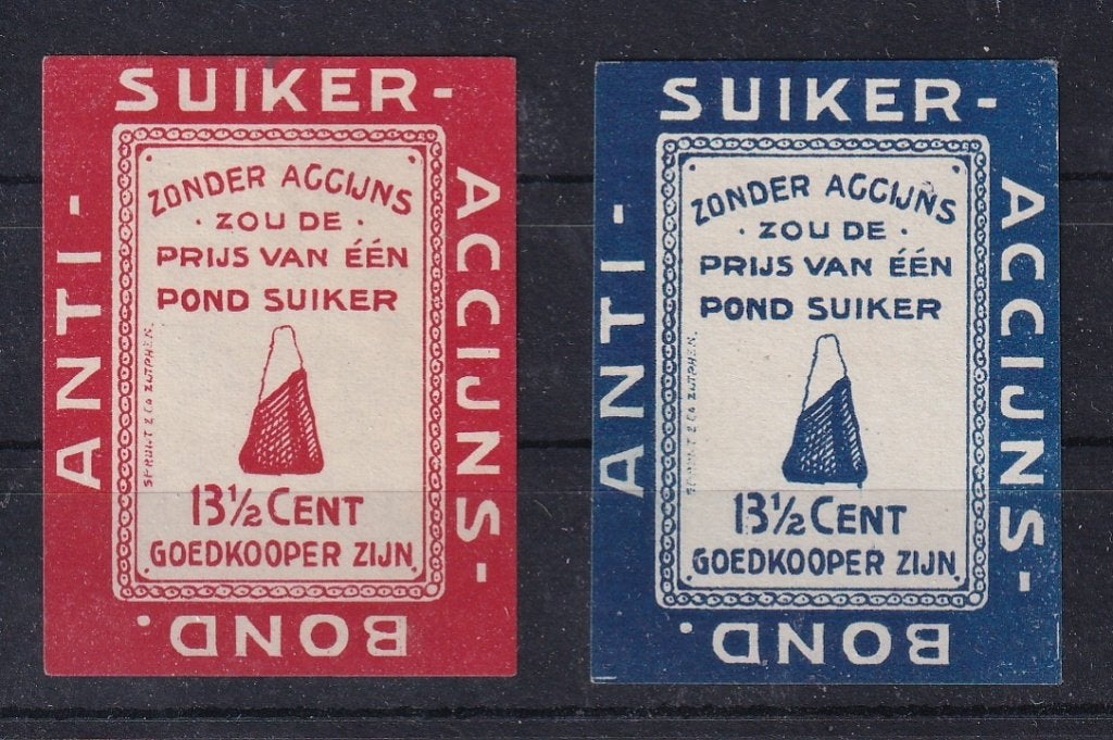 D15) Nederland 2x anti suiker accijns, Verzenden, T/m 1940, Postfris