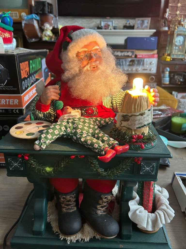 zingende kerstman die schilderd en verlichting heeft, Ophalen of Verzenden, Gebruikt