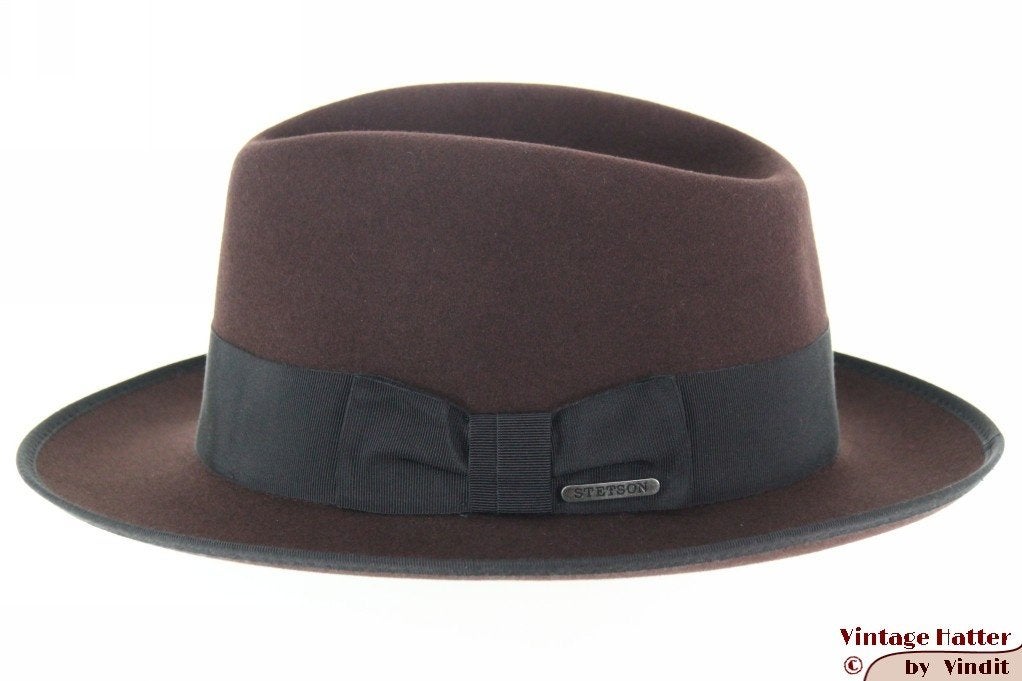 Gleufhoed Stetson Hand-Crafted kastanjebruin vilt 55,5 nieuw, Stetson, Hoed, Nieuw, Ophalen of Verzenden