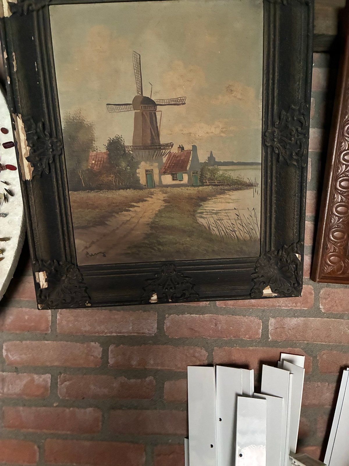 Oud Hollands Landschap met Molen - Olieverf Schilderij, Antiek en Kunst, Ophalen, Doek, Oud hollands, Landschap