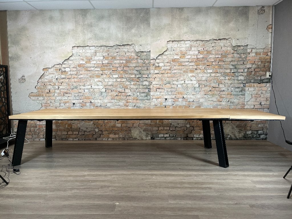 Verlengbare Eettafel – Hout & zwart metaal, Ophalen, 100 tot 150 cm, Design, 200 cm of meer
