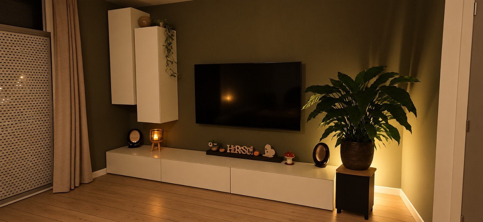 wandkast / tv meubel compleet hoogglans wit, Ophalen, Zo goed als nieuw, 200 cm of meer, Minder dan 100 cm