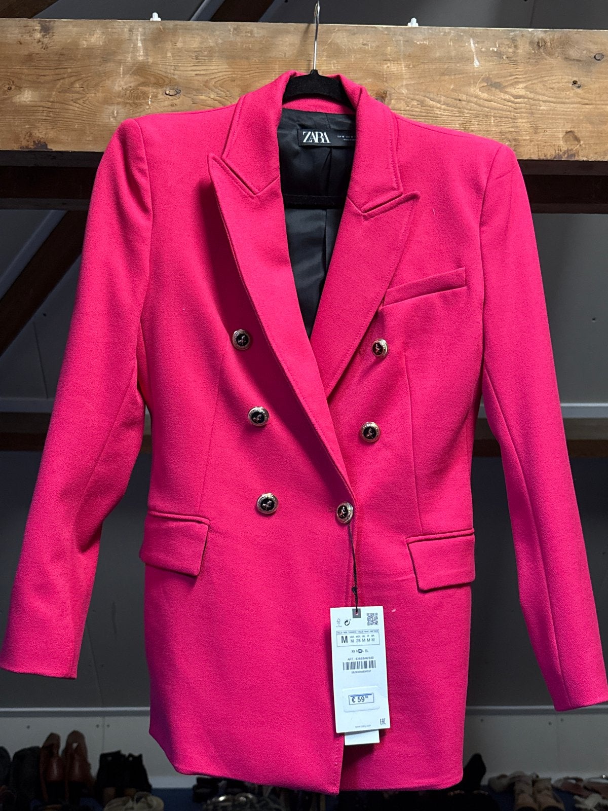 Zara roze blazer met gouden knopen - Maat M, Kleding | Dames, Ophalen of Verzenden, Nieuw, Maat 38/40 (M), Roze