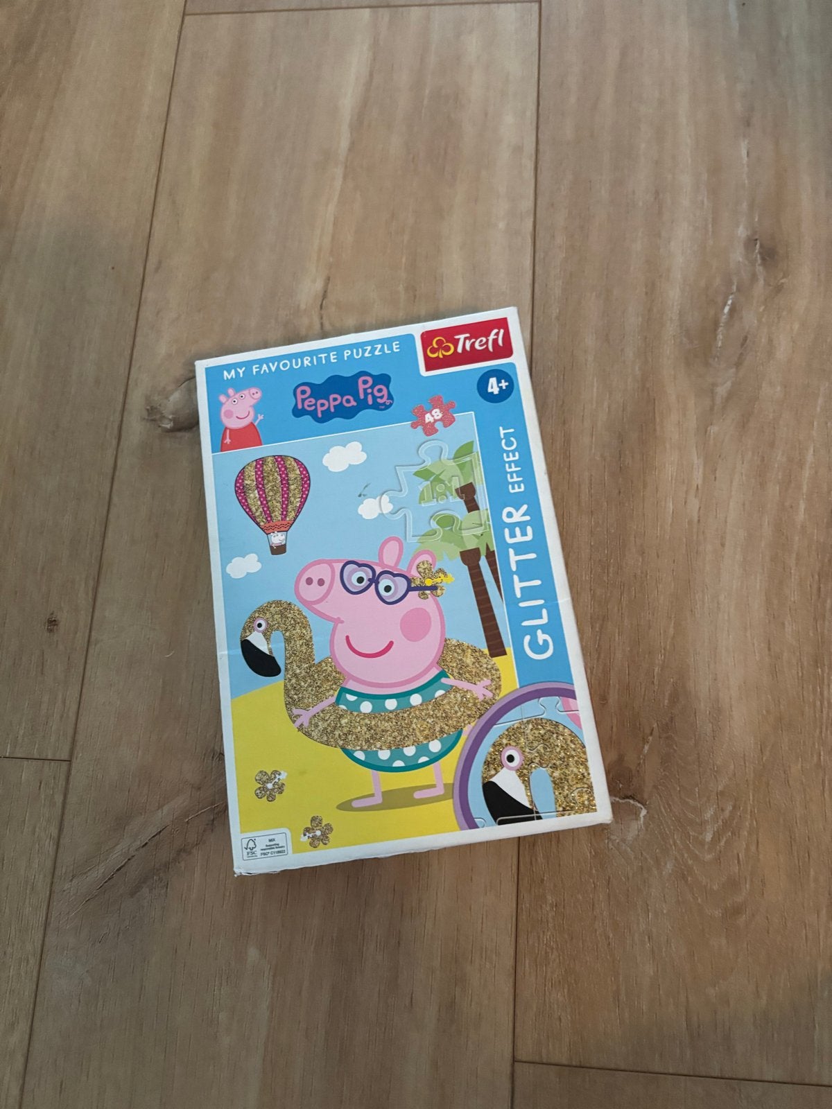 Peppa Pig puzzel met glitter effect - 48 stukjes, Ophalen, 10 tot 50 stukjes, Zo goed als nieuw, 4 tot 6 jaar