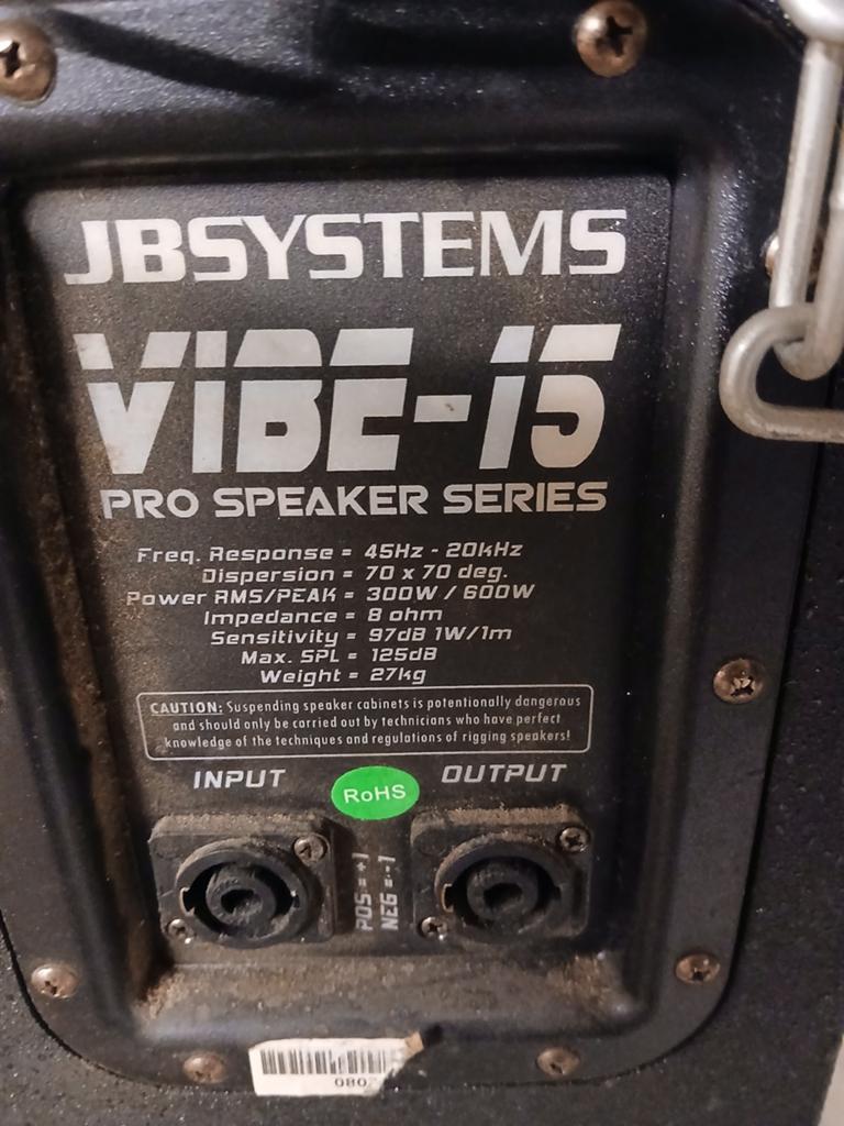 2x JB SYSTEMS VIBE-15 PRO SPEAKER SERIES, Audio, Tv en Foto, Luidsprekers, Gebruikt, Overige merken, Ophalen of Verzenden