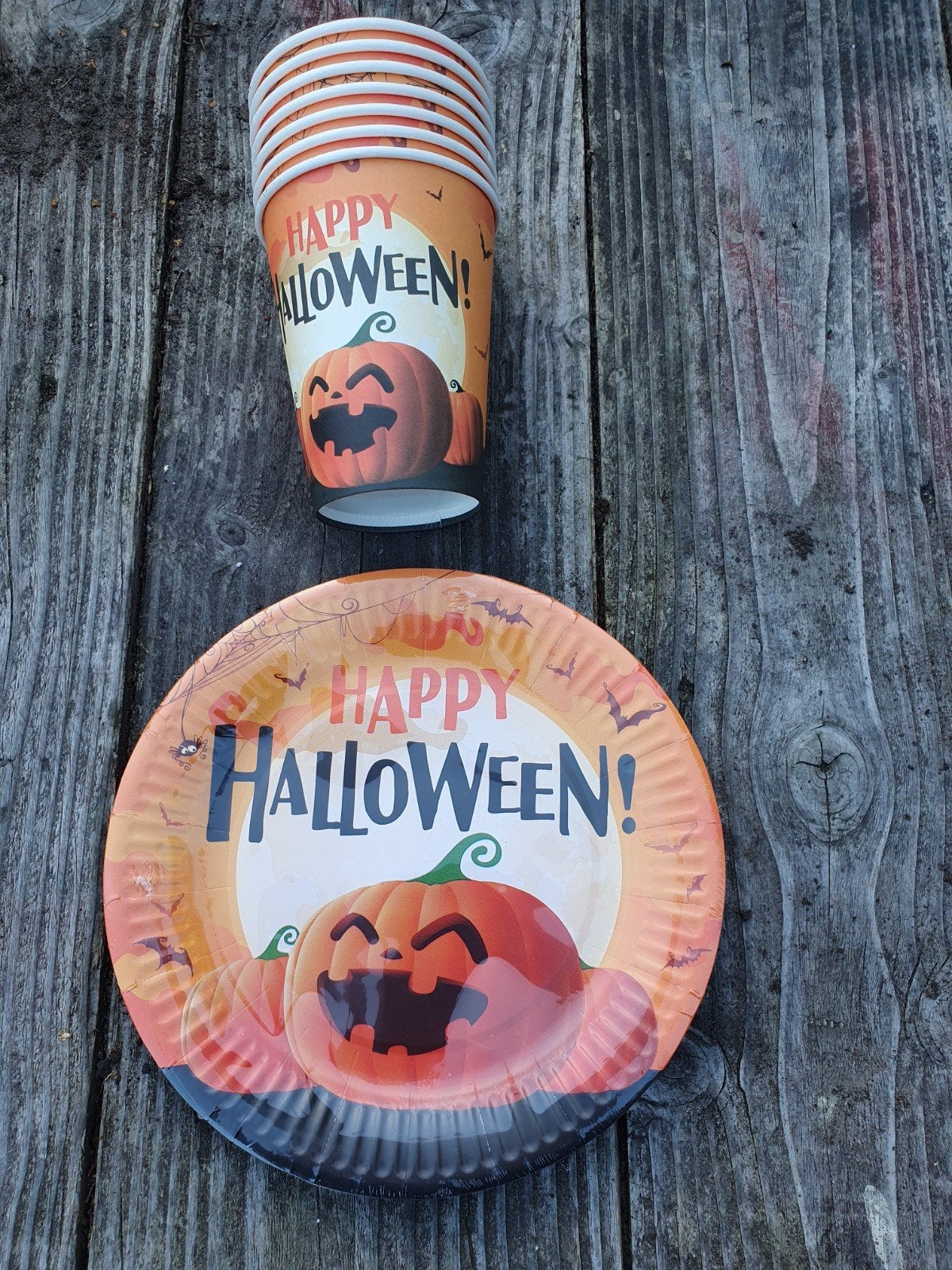 halloween papier servies happy kinderen, Ophalen of Verzenden, Nieuw, Feestartikel, Halloween of Griezel