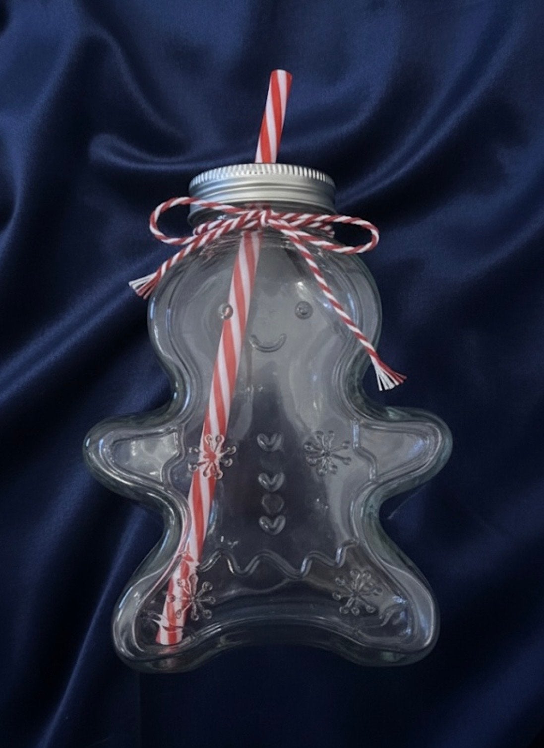 Gingerbread Man Glas 400 ml met rietje, Nieuw, Ophalen of Verzenden, Meerkleurig, Glas