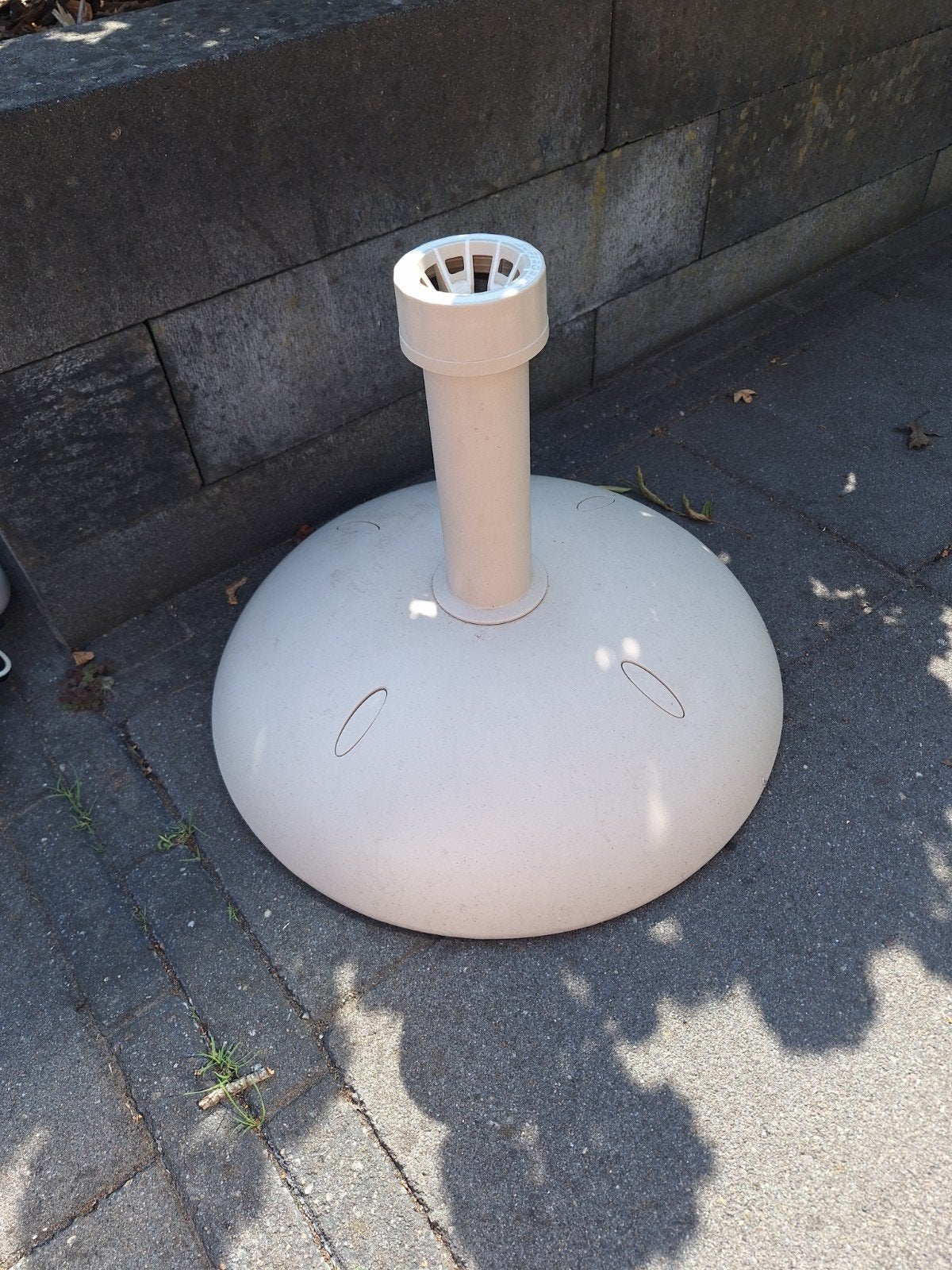 Handson parasolvoet kunststof/beton rond beige 25 kg, Ophalen, Gebruikt, Minder dan 1 meter, Parasolvoet