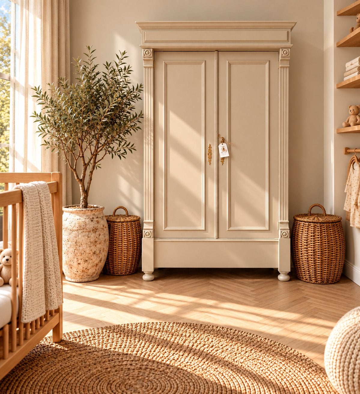 Vintage kledingkast linnenkast meidenkast buffetkast taupe, Huis en Inrichting, Ophalen, 100 tot 150 cm, 200 cm of meer, Zo goed als nieuw