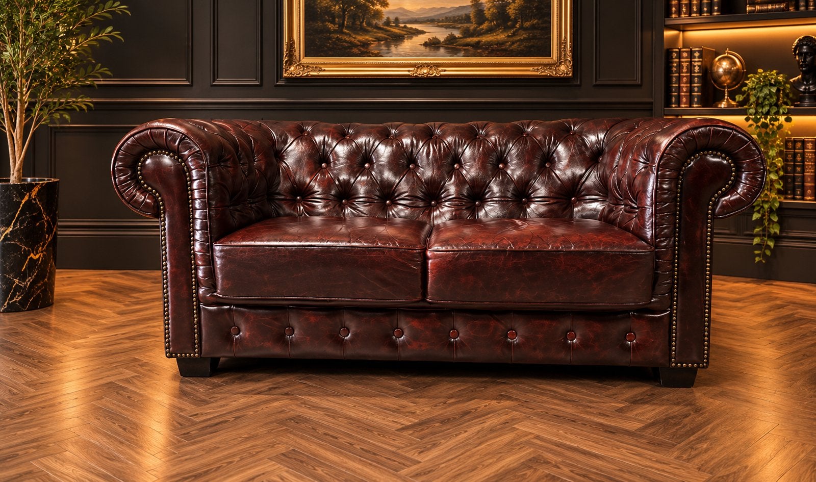 Chesterfield Lederen Birmingham 2 Zits !!!!, Ophalen of Verzenden