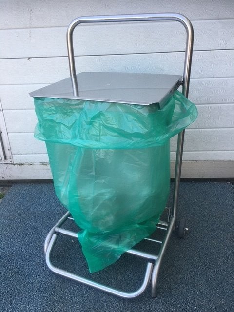 RVS afvalzakhouder, Huis en Inrichting, Woonaccessoires | Prullenbakken, Gebruikt, Rvs, 40 liter of meer, Ophalen