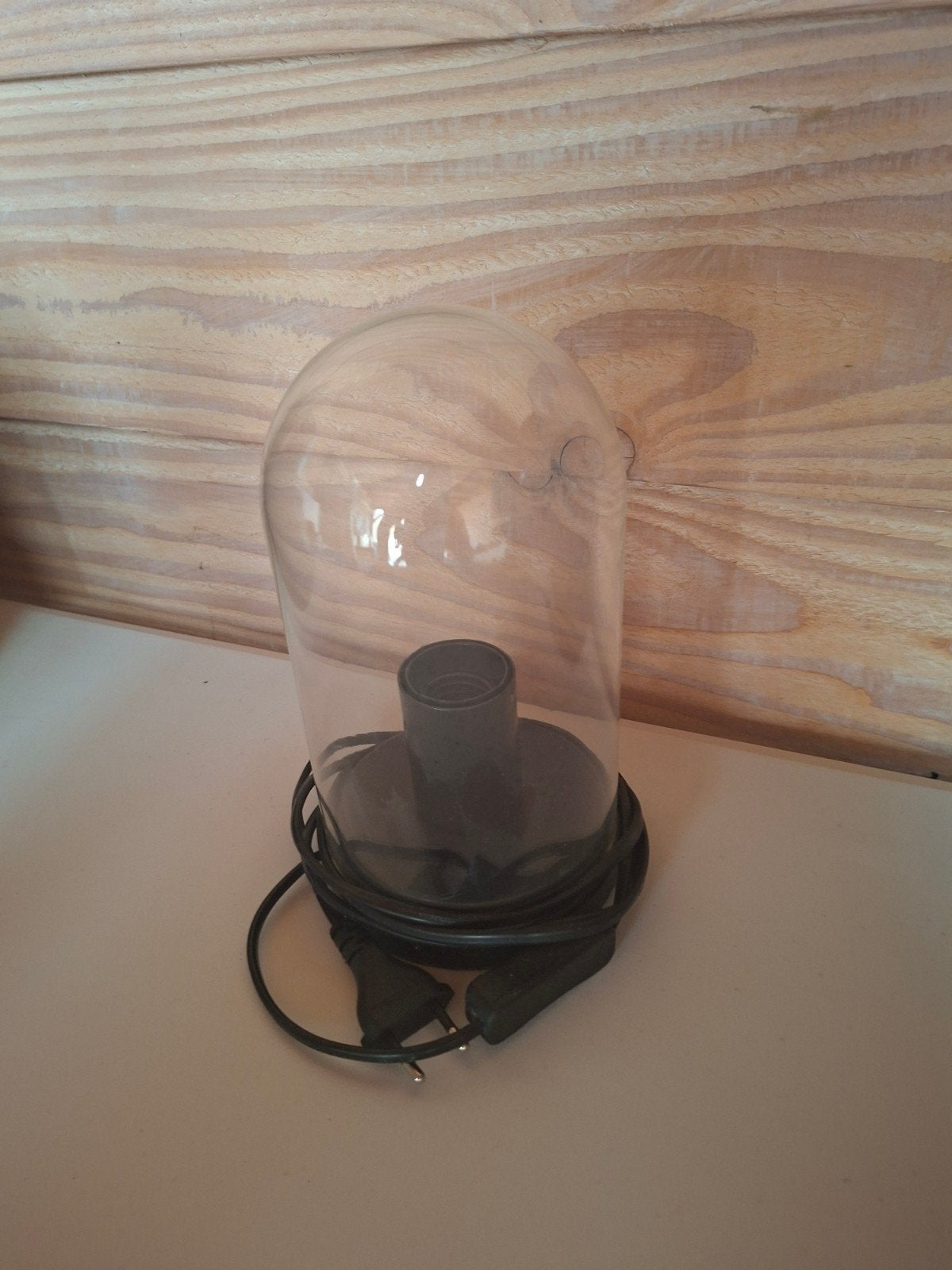 Glazen lampje met fitting en snoer van Ikea, Met schakelaar, Gebruikt, Zwart, E14 (klein)