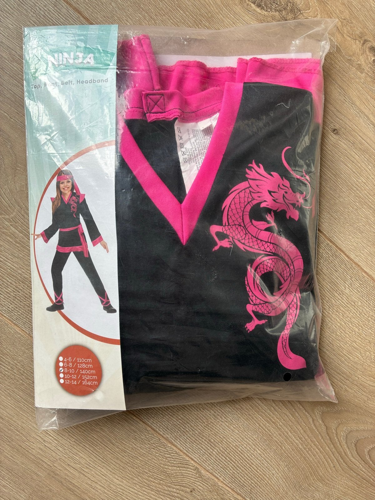 Roze zwart Ninja Kostuum voor Meisjes - Maat 140, Ophalen of Verzenden, Nieuw, 134 t/m 140, Meisje