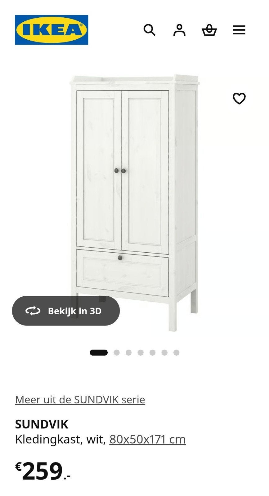 Kledingkast SUNDVIK 8050171, Ophalen, 50 tot 75 cm, 50 tot 100 cm, 150 tot 200 cm