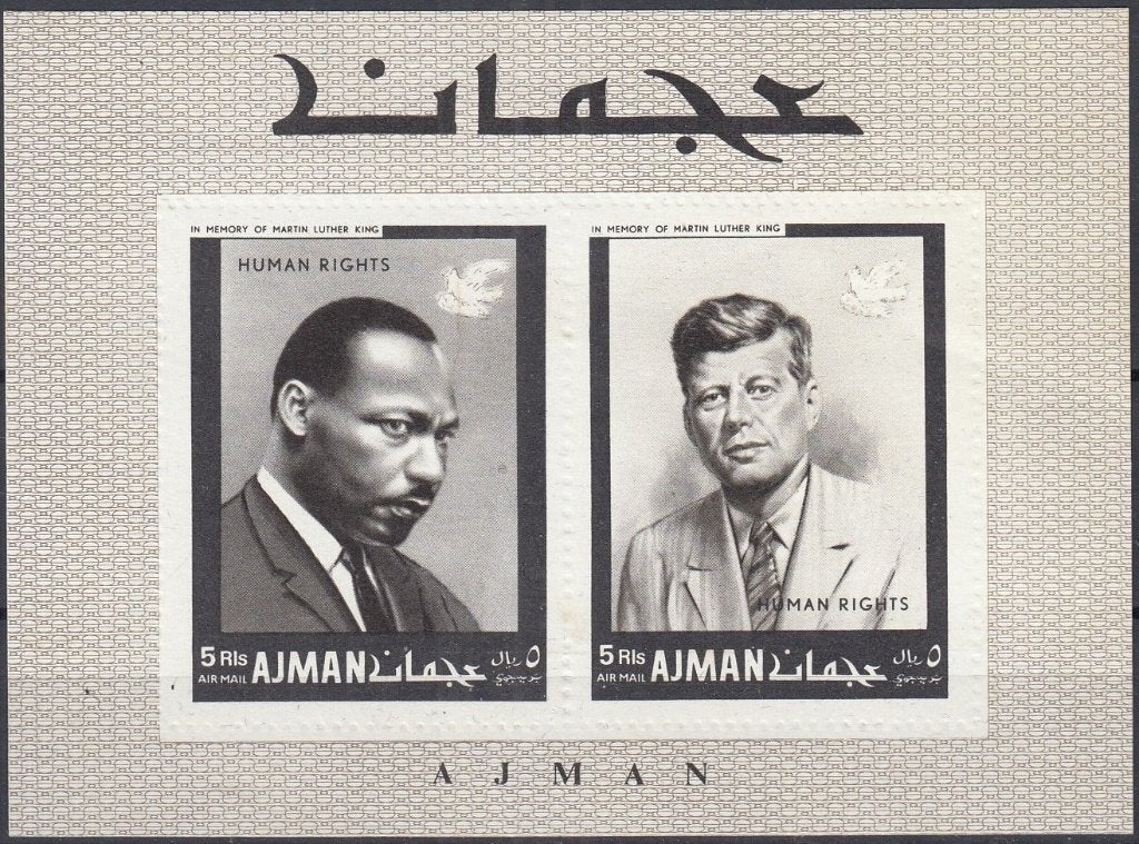 Ajman- 1968-  Martin Luther King- John F. Kennedy- Blok- P, Verzenden, Postfris, Overige thema's