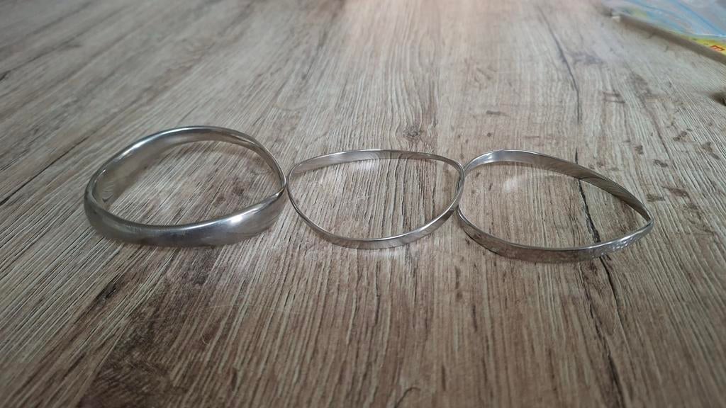 3 stalen Fossil armbanden, Ophalen of Verzenden, Zo goed als nieuw, Zilver, Staal
