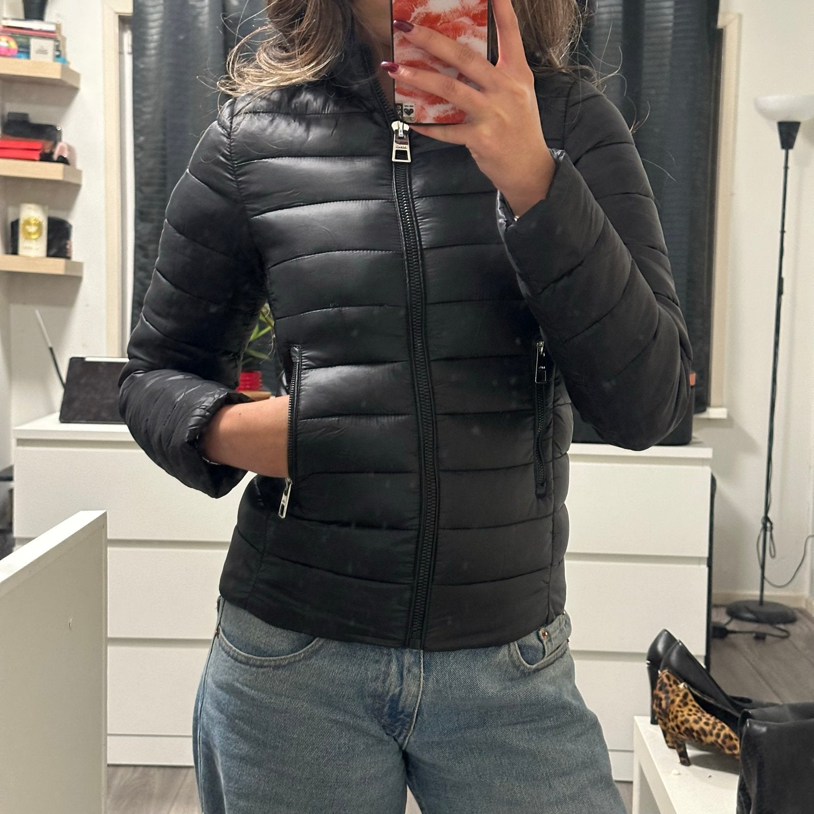 MNG Zwarte Lichtgewicht Puffer Jas Maat XS, Ophalen of Verzenden, Zo goed als nieuw, Maat 34 (XS) of kleiner, Zwart