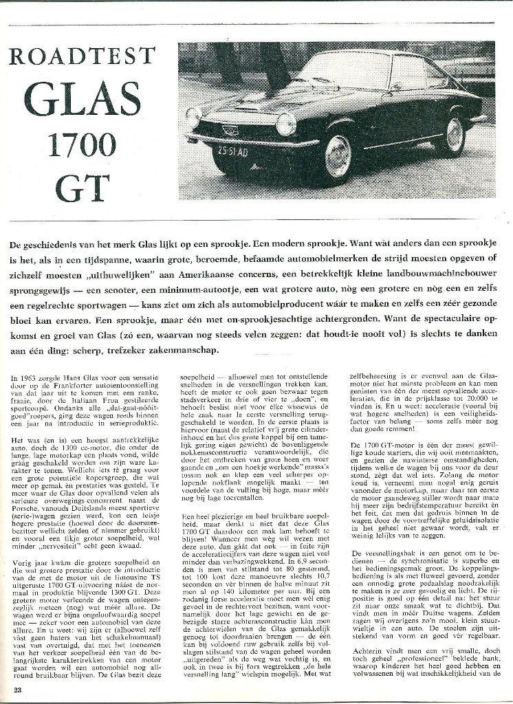 Autovisie test Glas 1700 GT 1966, Ophalen of Verzenden, Gelezen, Overige merken