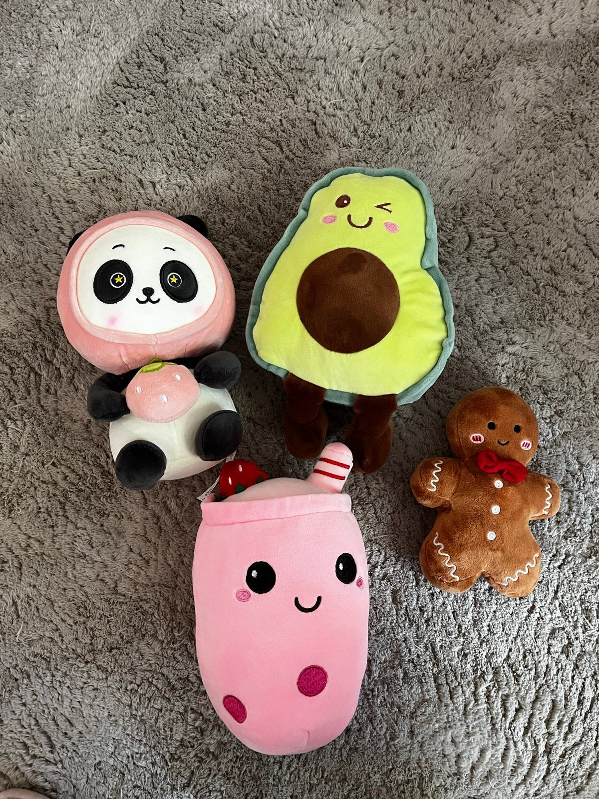 Panda, Avocado, Bubble Tea en Gingerbread knuffels, Kinderen en Baby's, Speelgoed | Knuffels en Pluche, Ophalen, Overige merken