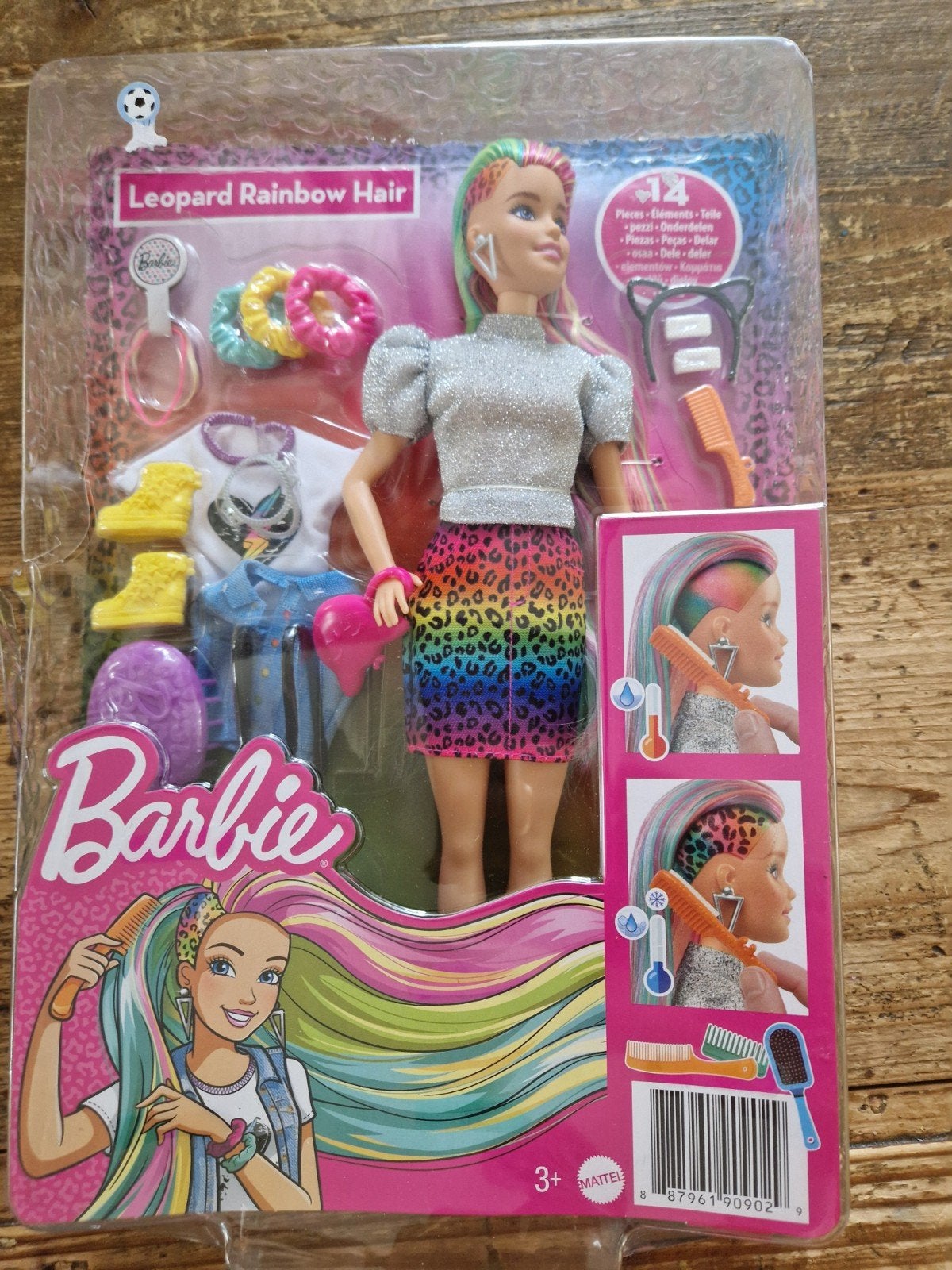 Barbie Leopard Rainbow Hair pop - Nieuw in doos, Ophalen of Verzenden, Nieuw, Barbie