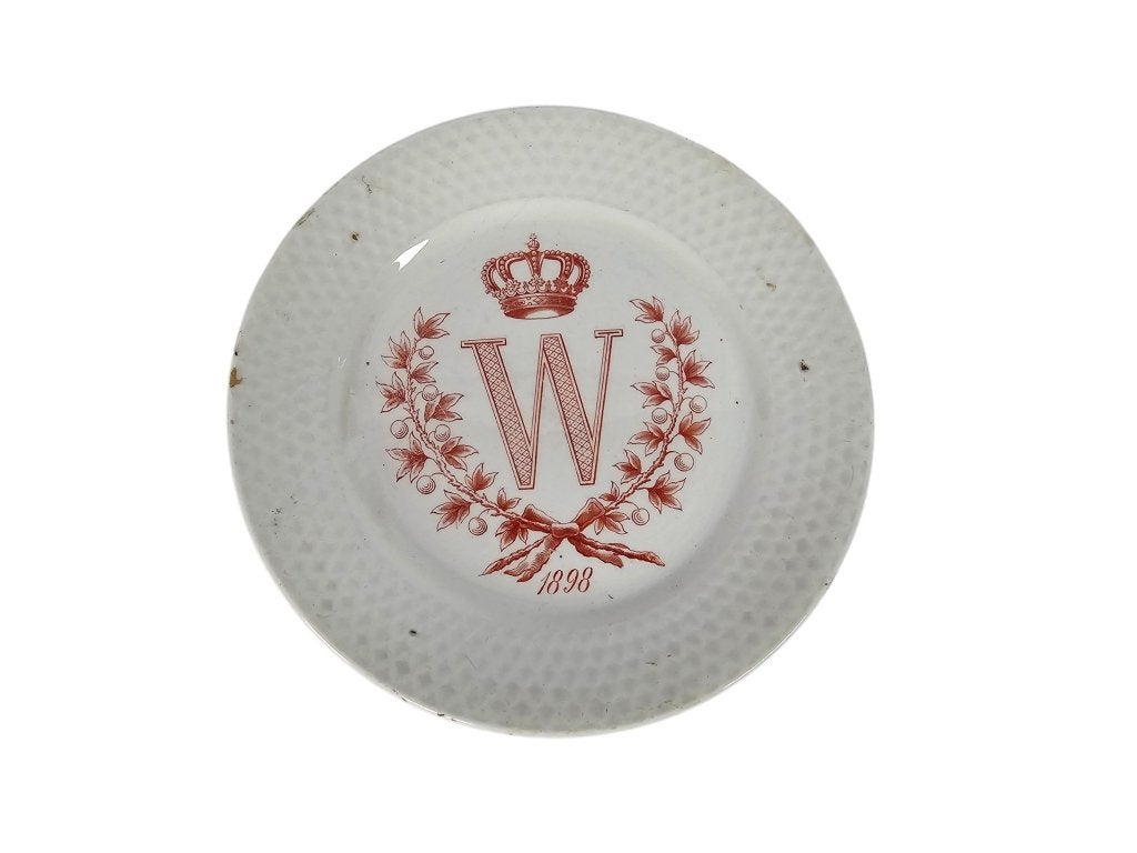 Bordje inhuldiging koningin Wilhelmina 1898 - porselein, Ophalen of Verzenden