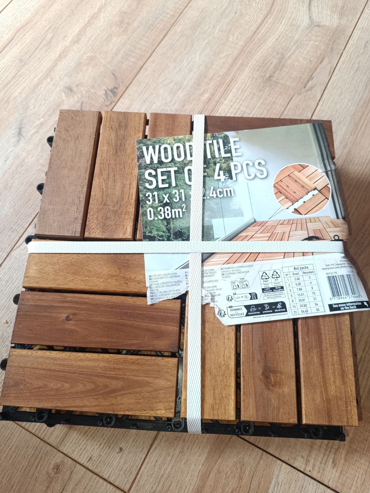 Ongebruikte houten terrastegels (1 pak), Tuin en Terras, Ophalen, Nieuw, Hout
