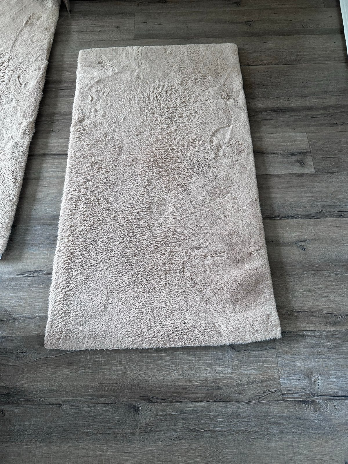 Taupe vloerkleed 80x150 cm, wasbaar, zo goed als nieuw, 100 tot 150 cm, Beige, Zo goed als nieuw, Rechthoekig
