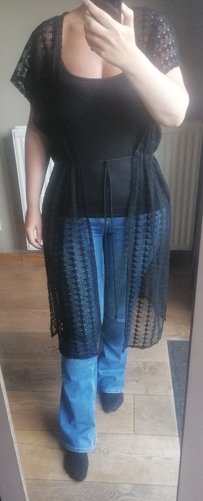 Lange vest zwart One Size Ongedragen, Verzenden, Zwart, Maat 42/44 (L), Nieuw