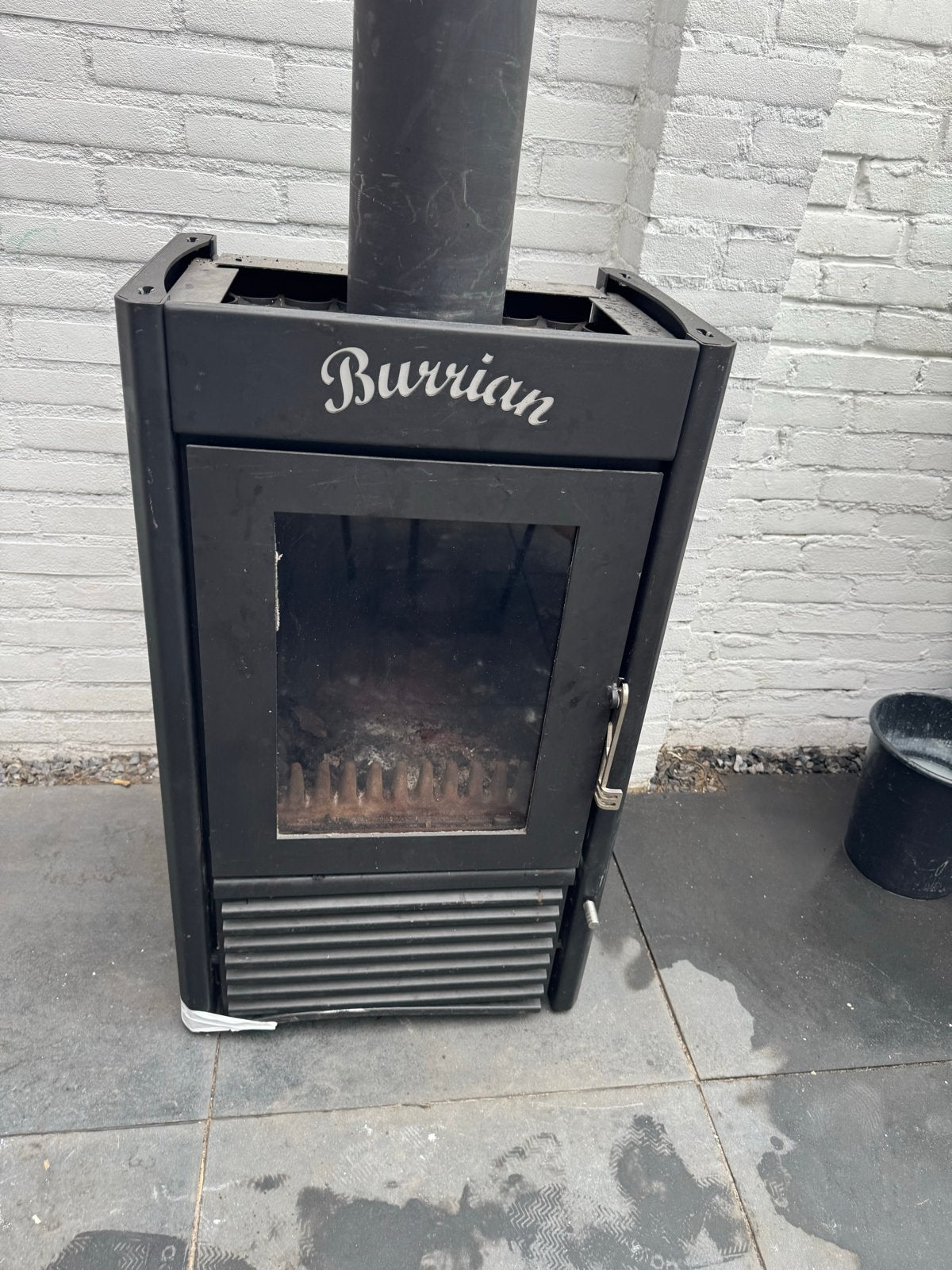 Burrian Houtkachel in goede staat, inclusief hout, Huis en Inrichting, Haarden, Ophalen, Gebruikt, Vrijstaande haard, Houthaard