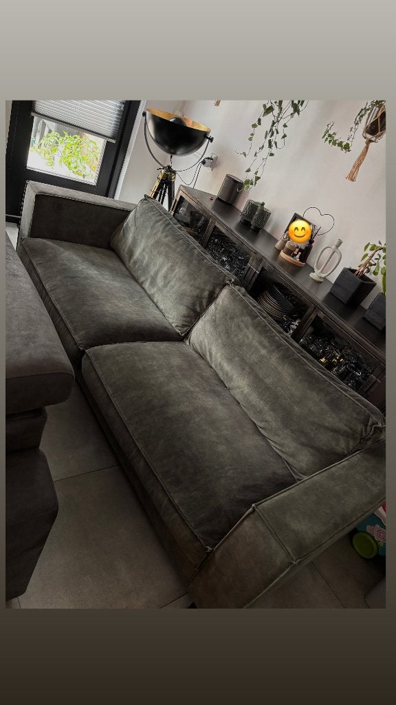 Groene bank & 2 stevige stoelen, Ophalen, Gebruikt, 150 tot 200 cm, Driepersoons