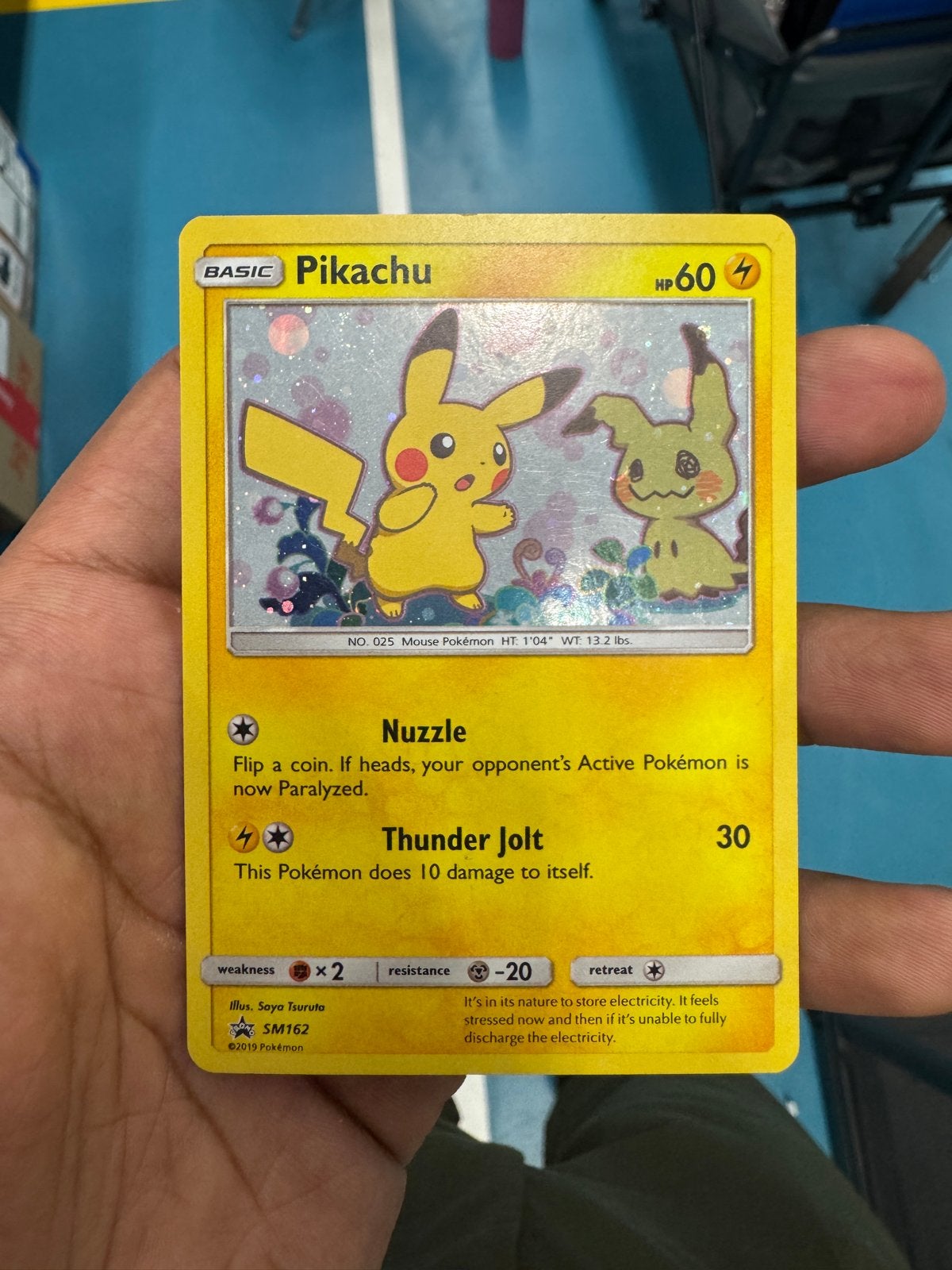 Pikachu SM162 Promo Kaart  te koop/trade - Pokémon TCG, Ophalen of Verzenden, Zo goed als nieuw, Losse kaart, Foil