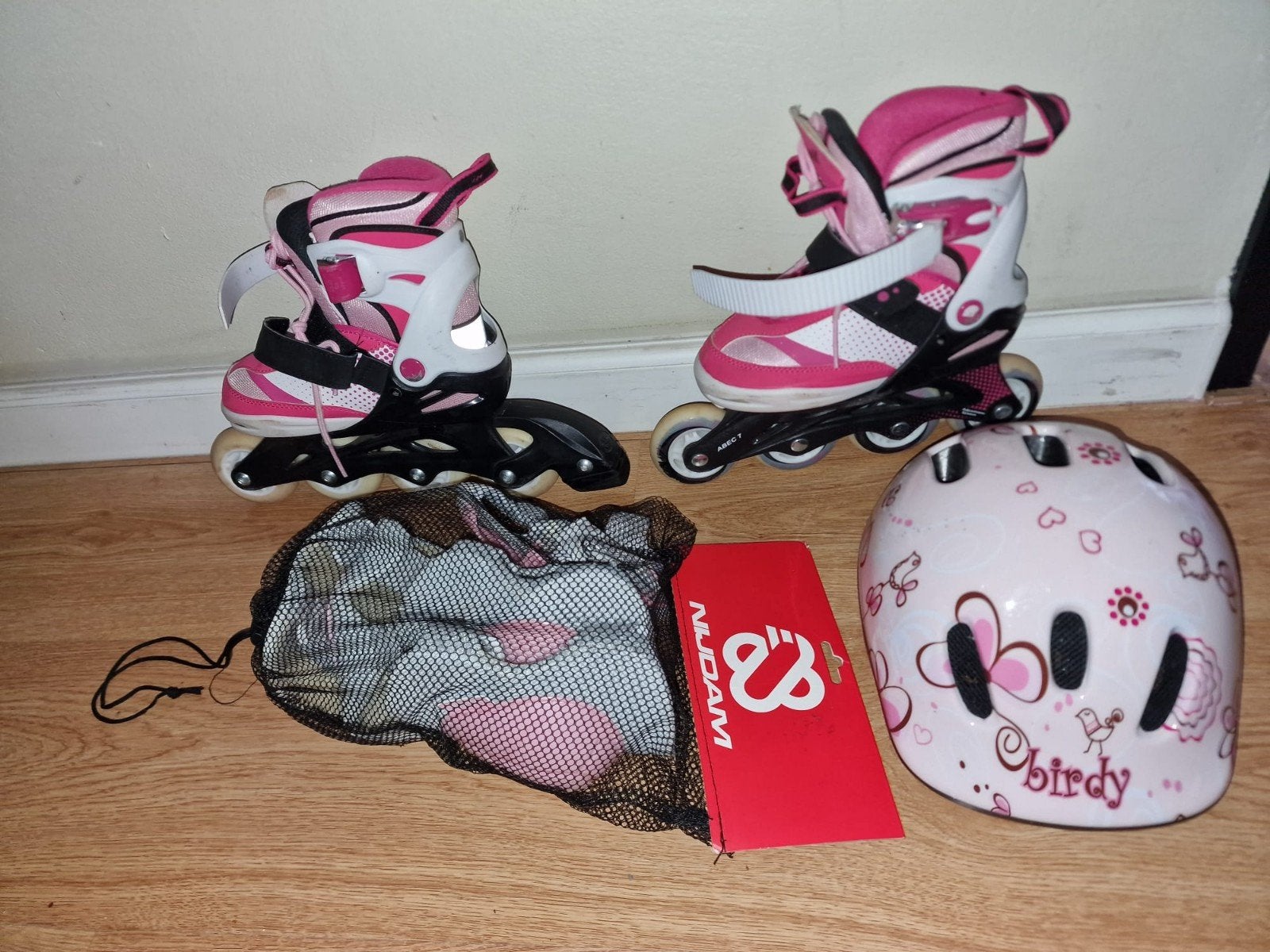 Verstelbare roze inline skates (maat 29-33) met bescherming, Overige merken, Kinderen, Ophalen of Verzenden, Inline skates 4 wielen