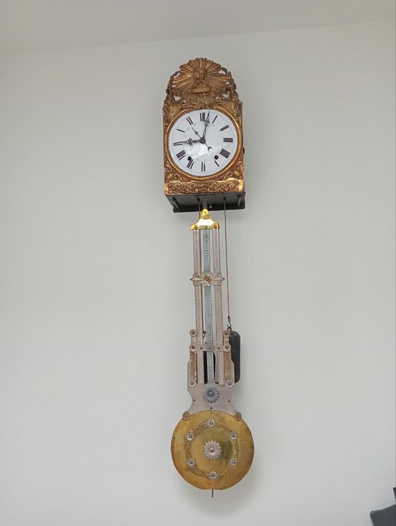 Antieke wandklok met slinger en gewicht, Antiek en Kunst, Antiek | Klokken, Ophalen of Verzenden