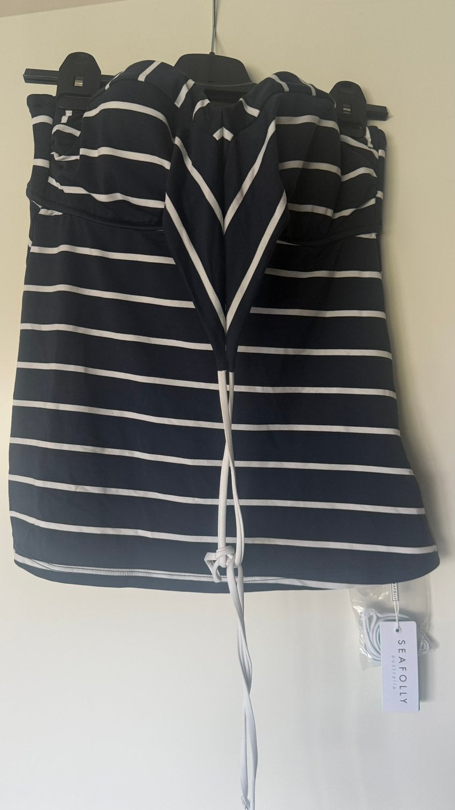 Seafolly top strapless - halter gestreept, Kleding | Dames, Bodywarmers, Verzenden, Zo goed als nieuw, Maat 38/40 (M)